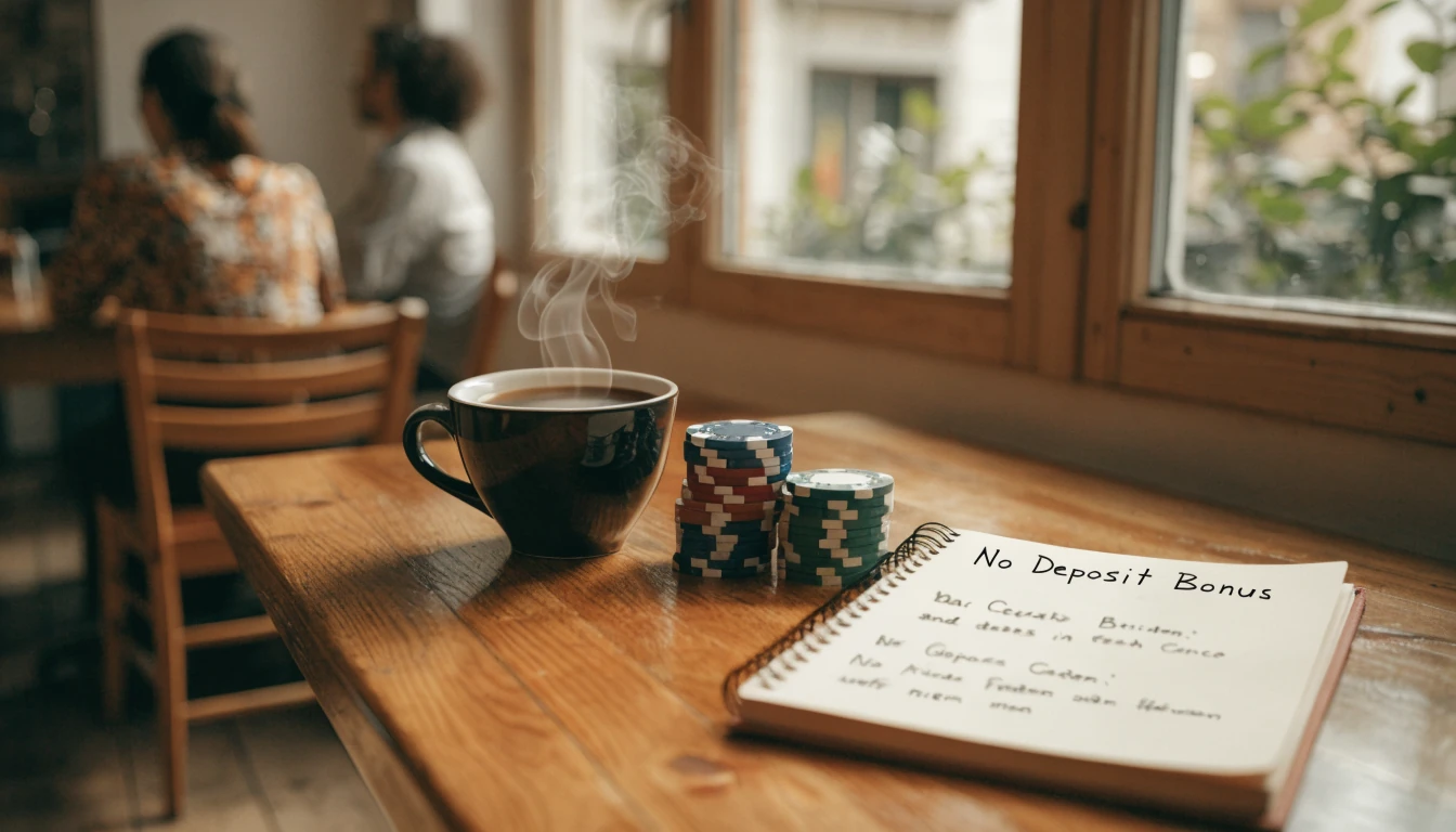 Gemütliches Café mit Kaffeetasse und Spielchips, natürliche Beleuchtung